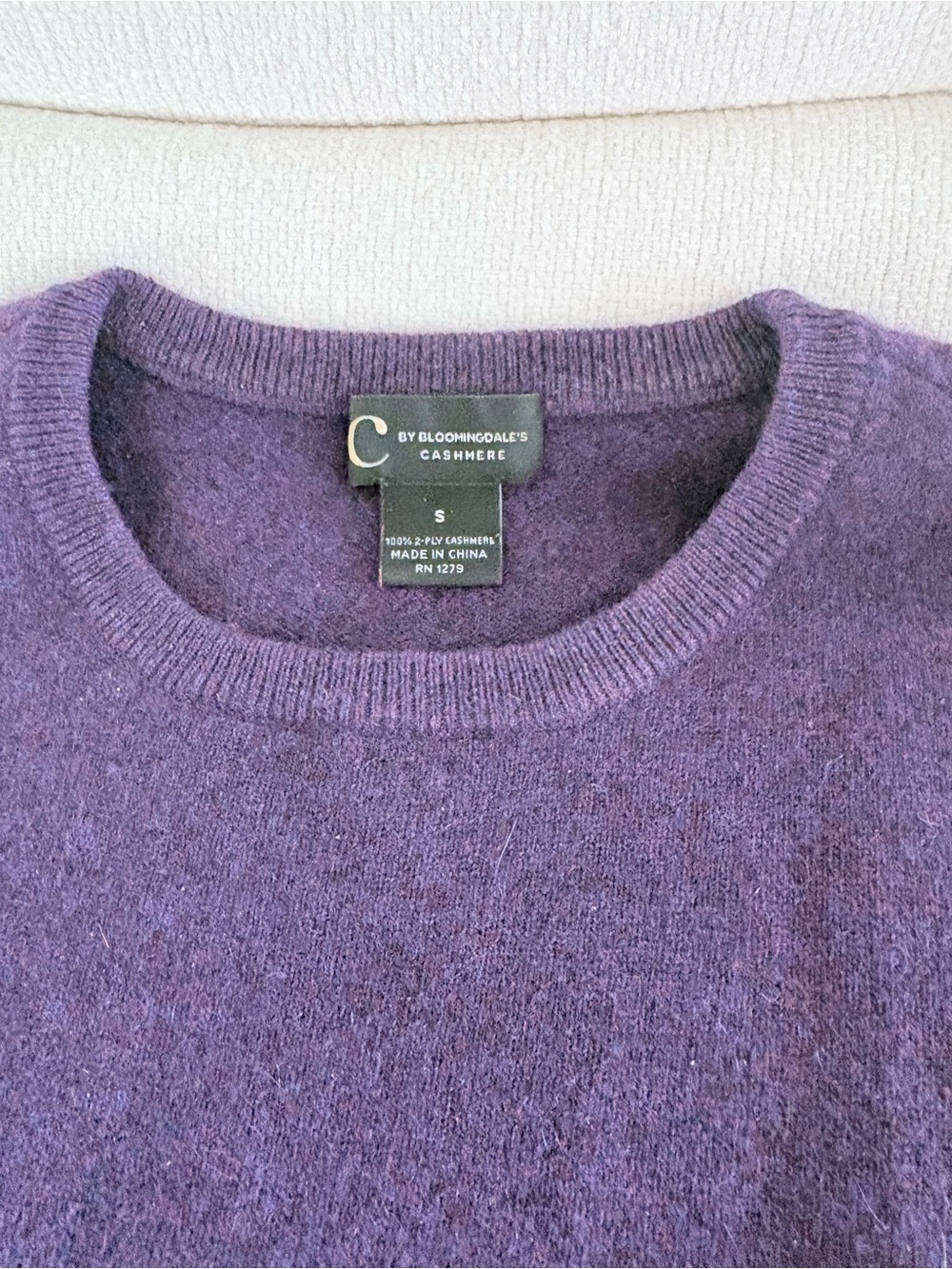 C by Bloomingdale's Purple Cashmere Crewneck Sweater
